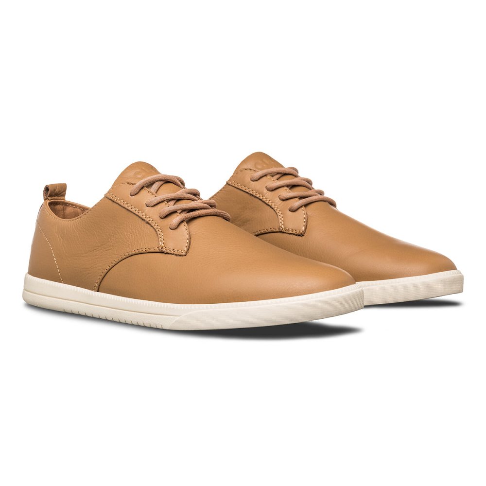 CLAE ELLINGTON Shoes Mens USA103-O29 In Camel Brown Leather